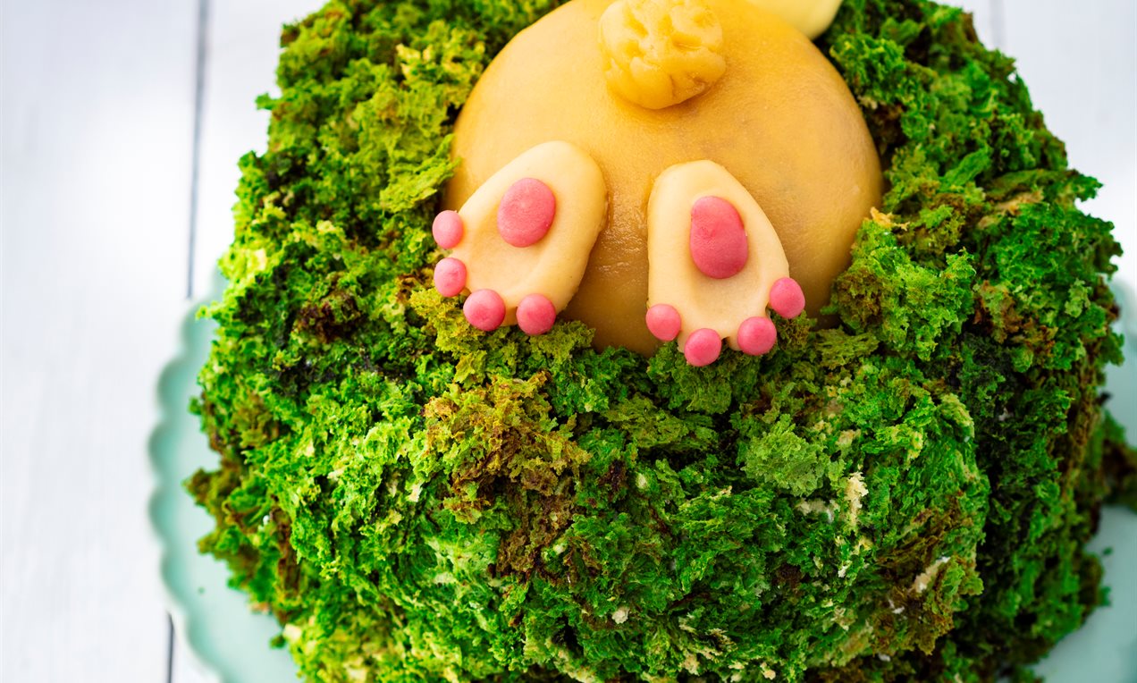 Picture - Moss cake: burrowing rabbit decoration